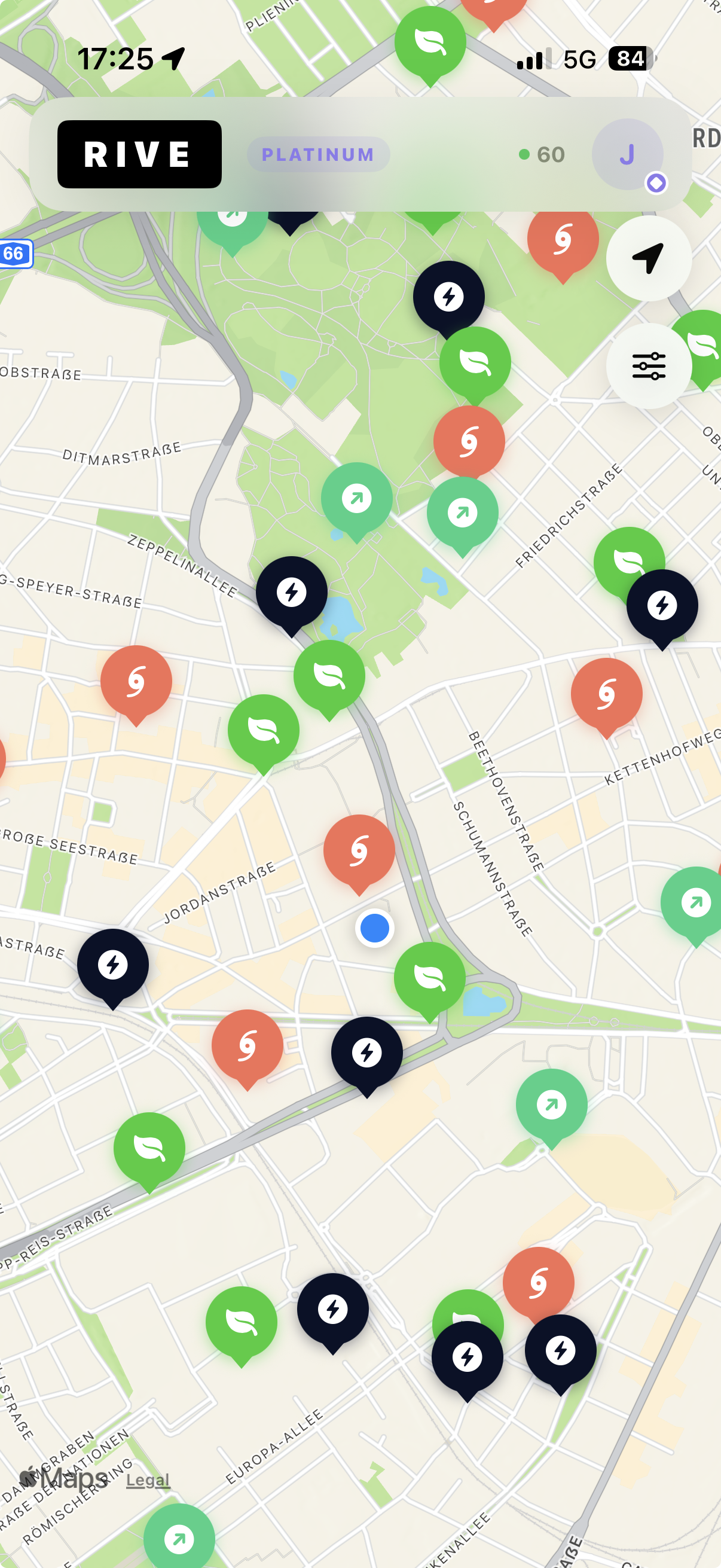 RIVE Mobility main screen